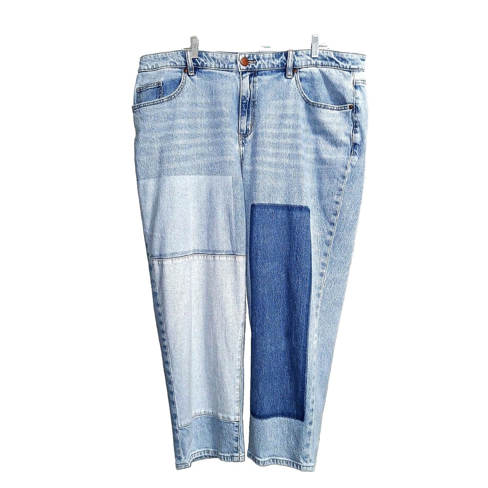 Lane Bryant Women MidRise Boyfriend Jeans 20 Blue Denim Magic Waistband Patch